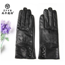 Meistverkaufte Damen Seidenfutter Handschuhe feine Lederhandschuhe mit perforierten